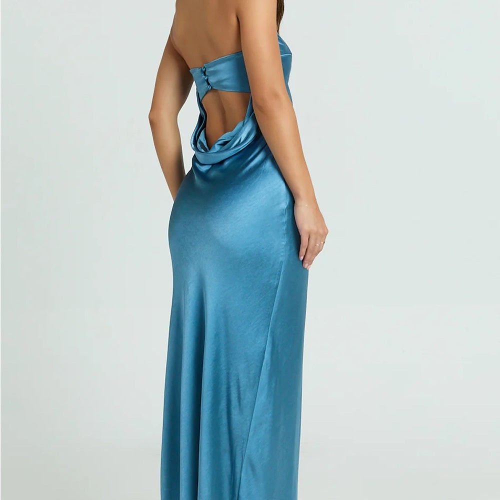 NWT Showpo Charlita Strapless Cowl Back Satin Maxi Dress